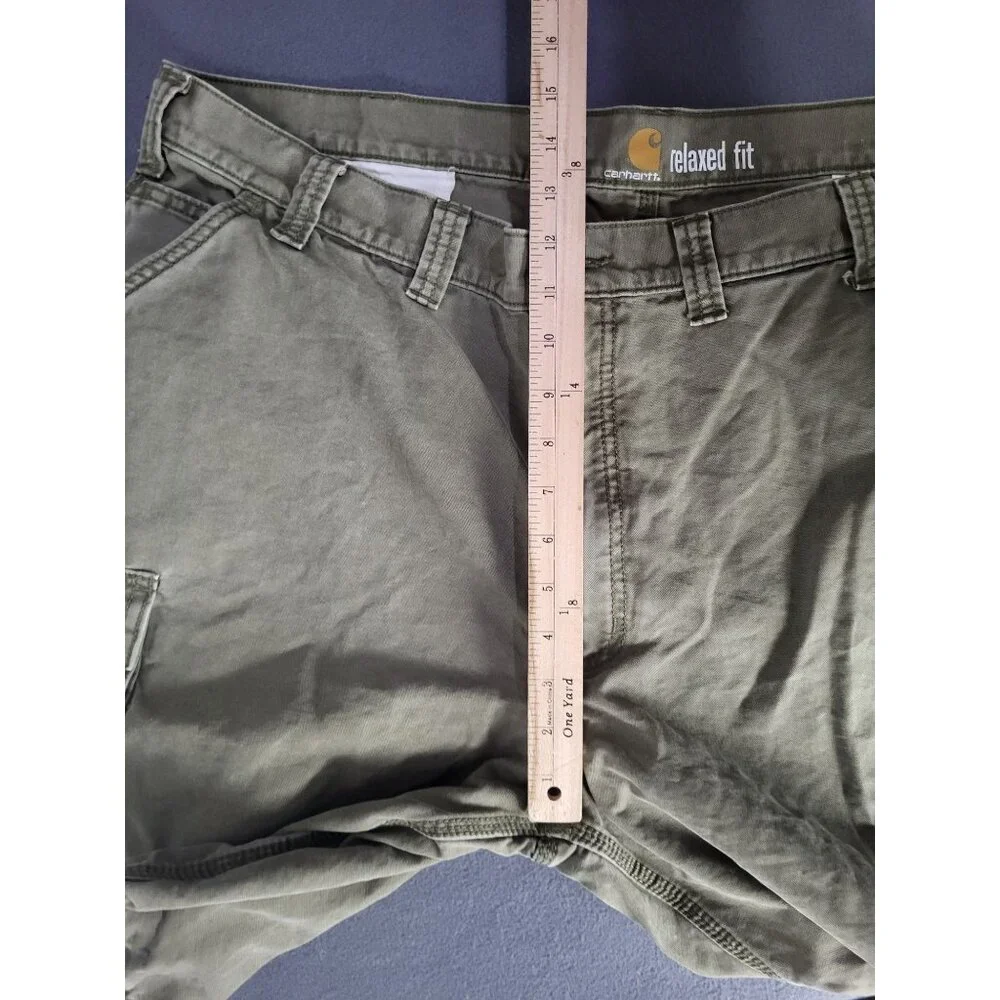 Carhartt Men's Relaxed Fit Cargo Work Shorts olive green canvas SZ 44 - Picture 7 of 9